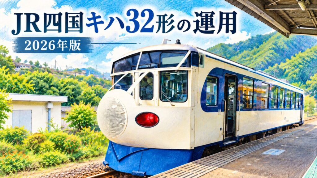 2026年現在のJR四国キハ32形の運用や予讃線・予土線での活躍を解説する記事のアイキャッチ画像