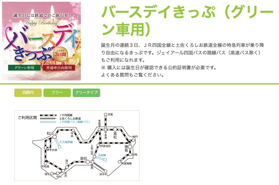 バースデイきっぷの条件