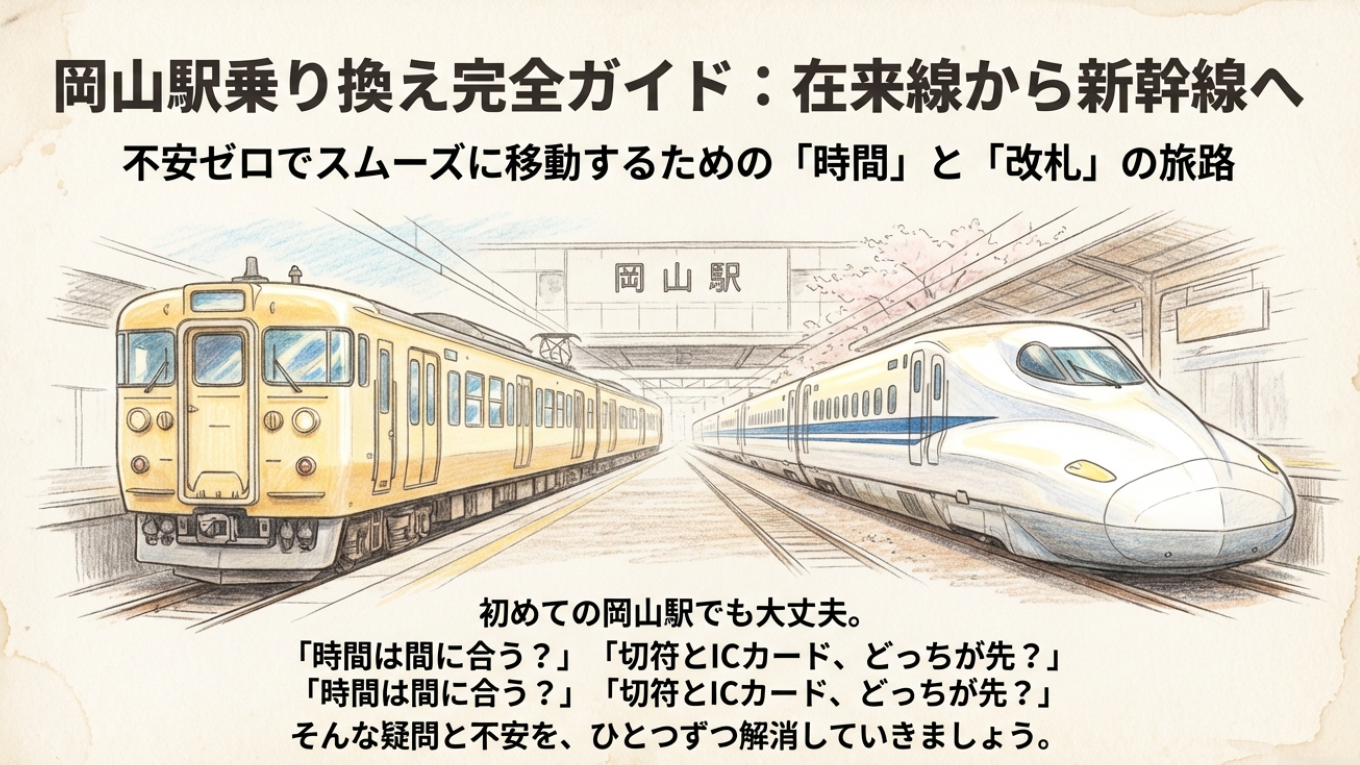岡山駅の在来線から新幹線への乗り換え完全ガイド！時間や改札も