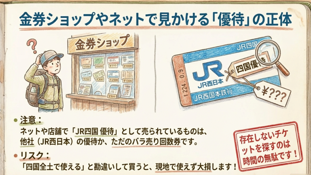 金券ショップ等で見かける四国優待の正体は他社の優待か回数券のバラ売りであるという解説