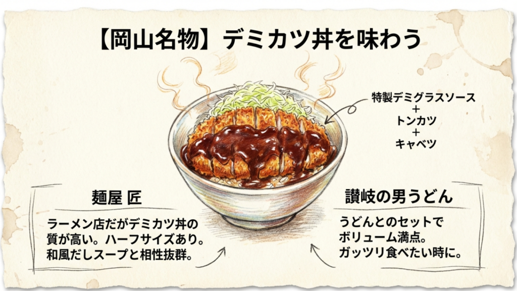 デミグラスソースがかかったカツ丼の構成要素と提供店舗の紹介