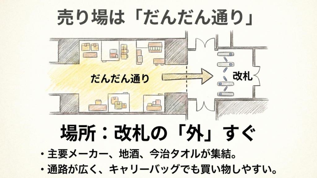 JR松山駅だんだん通りの場所と特徴・キャリーバッグでの移動も楽な通路