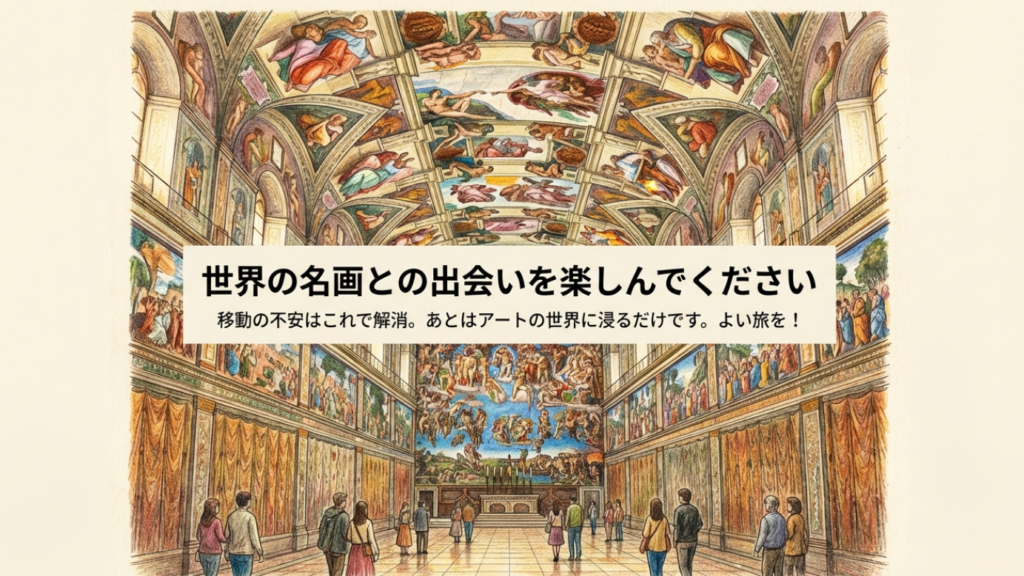 大塚国際美術館のシスティーナ・ホールの荘厳な天井画イラスト。