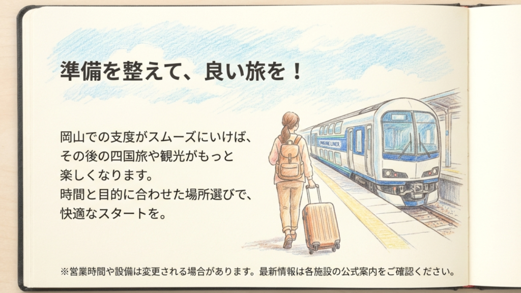 まとめ：岡山駅での支度をスムーズにして、その後の四国旅や観光を楽しもう