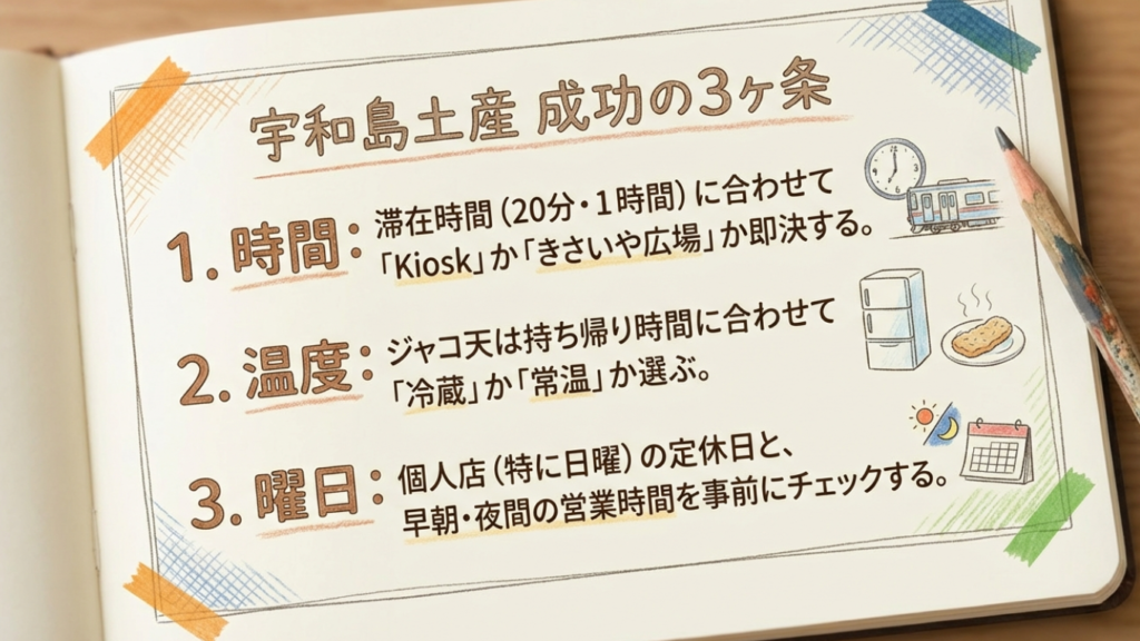 宇和島駅のお土産完全ガイド!駅ナカと道の駅のおすすめや営業時間 7 宇和島土産選び成功の3ヶ条メモ