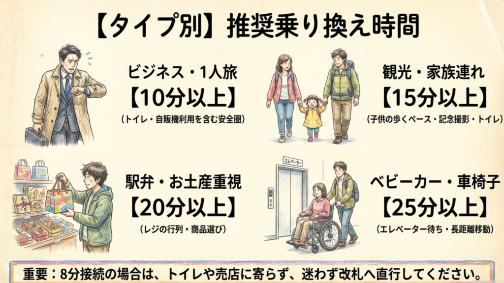 あなたに必要なリアルな所要時間 ビジネス客や家族連れなど属性別の推奨乗り換え時間