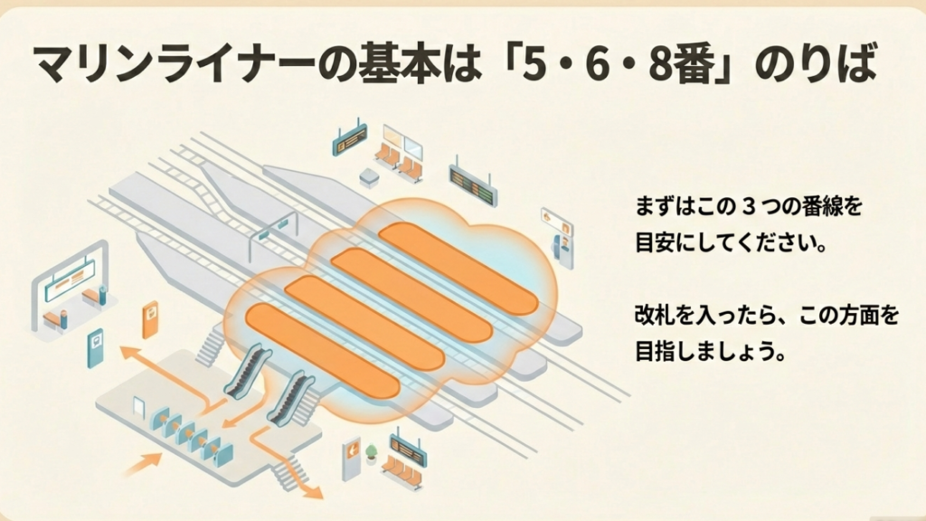 マリンライナーの発着番線目安 21 マリンライナー乗り場