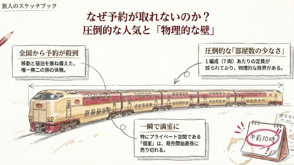 サンライズ瀬戸の予約が取れない理由である部屋数の少なさと物理的な壁の解説