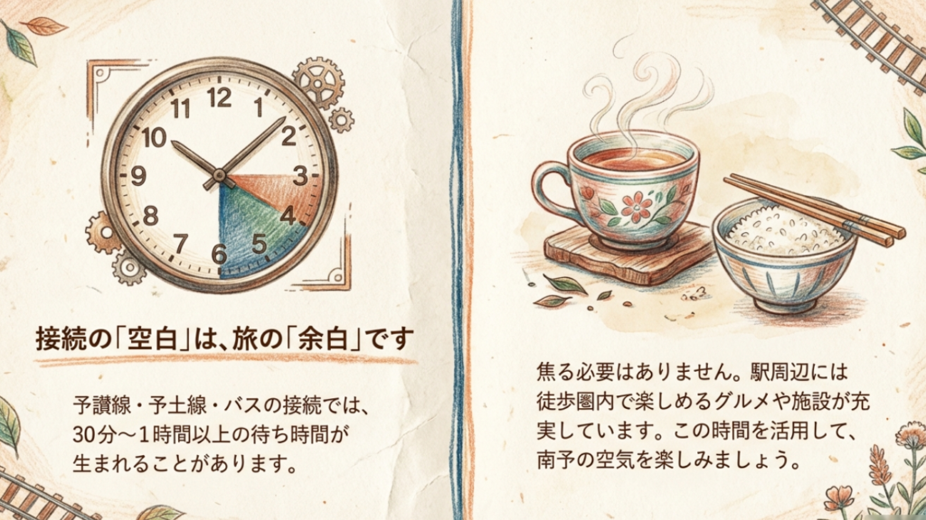 宇和島駅での乗り換え完全ガイド!待ち時間と暇つぶし情報 1 ダイヤのズレが生む「空白の時間」