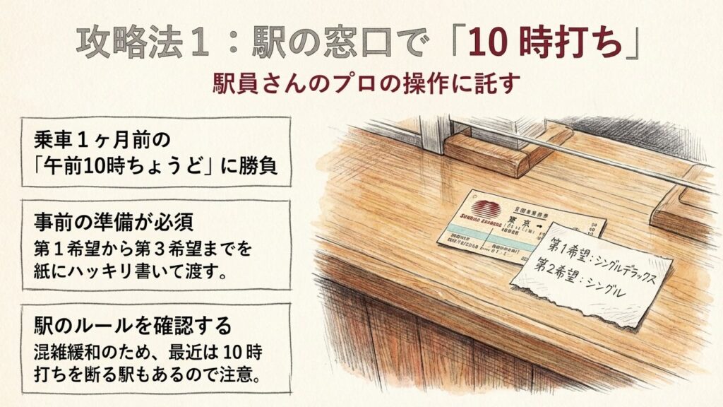みどりの窓口での10時打ち攻略法と事前の準備ポイント