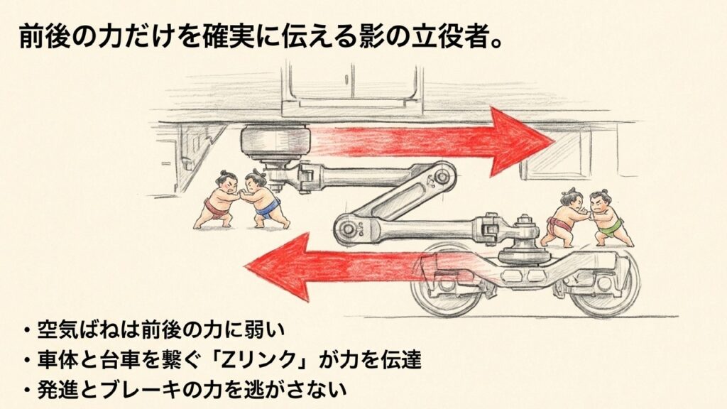 前後の力を伝えるZリンクの仕組み