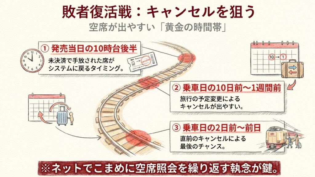 サンライズ瀬戸のキャンセルが出やすい黄金の時間帯