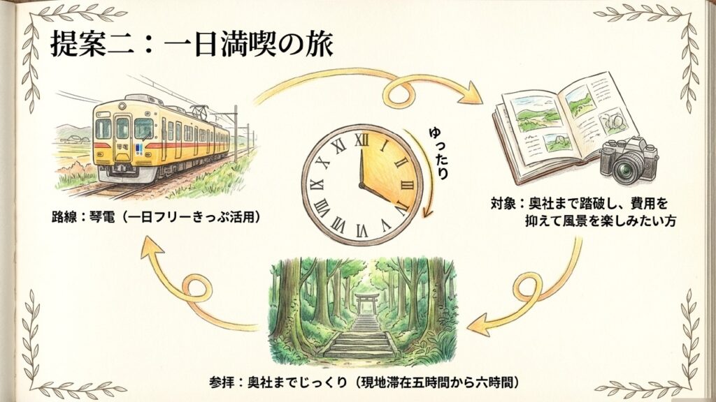 ことでんを利用した1日満喫プランの提案