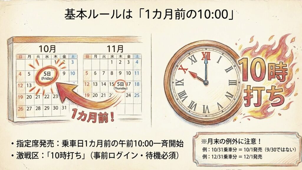 特急指定席は乗車日1カ月前の午前10時発売
