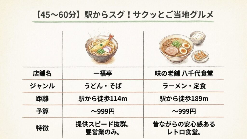 短時間で味わえるご当地グルメ