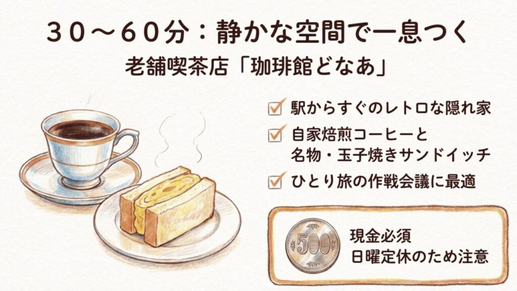 窪川駅近くの老舗喫茶店「珈琲館どなあ」