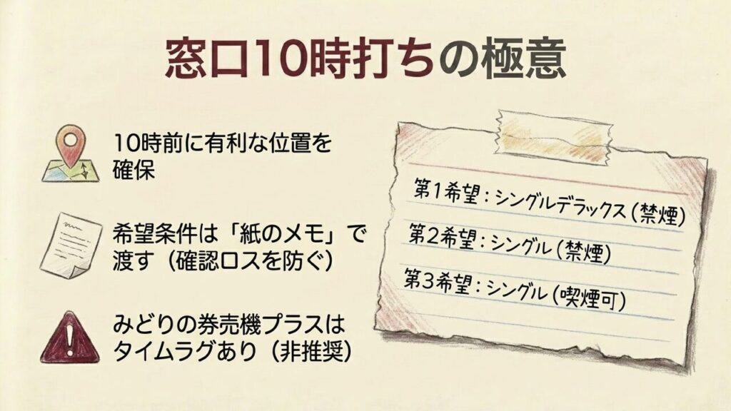 みどりの窓口10時打ちで渡す希望条件メモの書き方