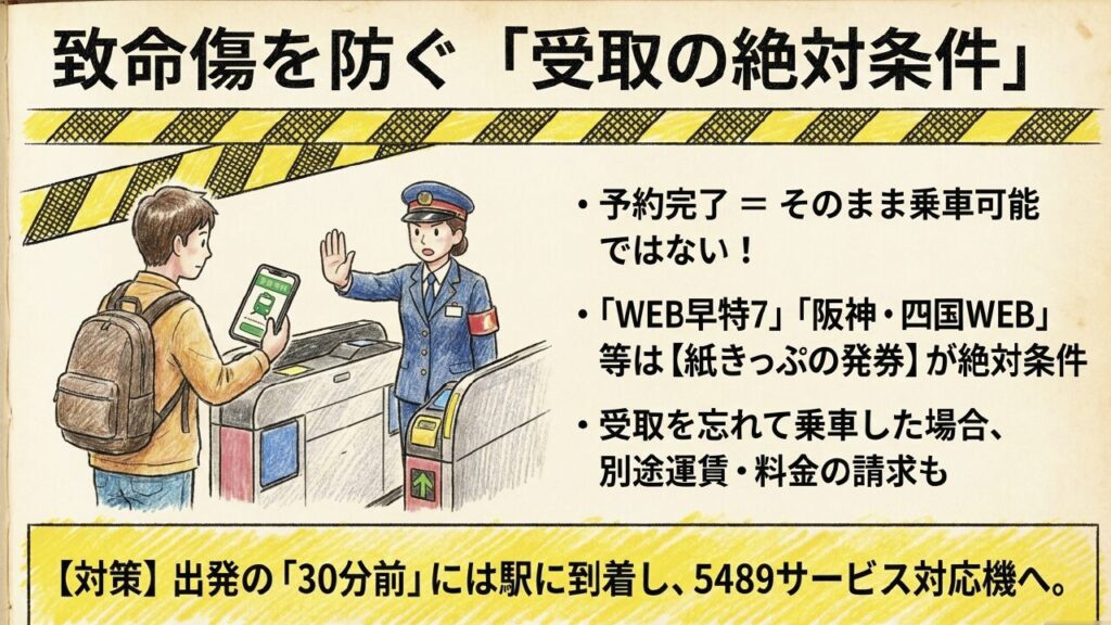 WEB早特などは紙きっぷの受取が絶対条件
