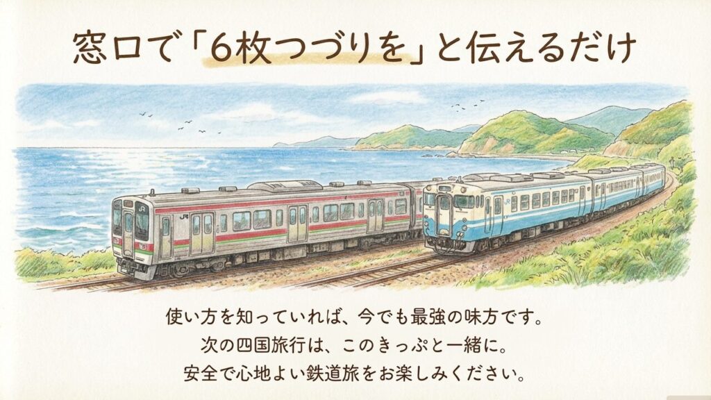JR四国の6枚回数券はまだ使える?料金・買い方・使い方を詳しく解説 10 窓口で「6枚つづりを」と伝えるだけ:安全で心地よい鉄道旅を