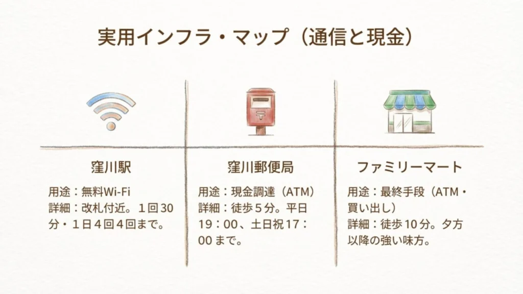窪川駅周辺の実用インフラマップ