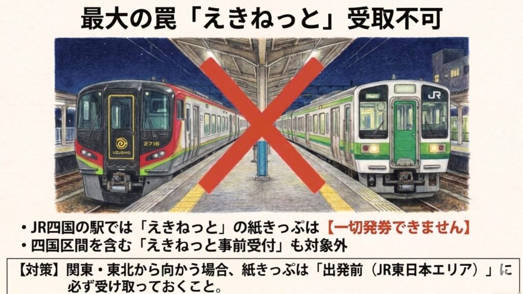 JR四国の駅ではえきねっとのきっぷは発券不可