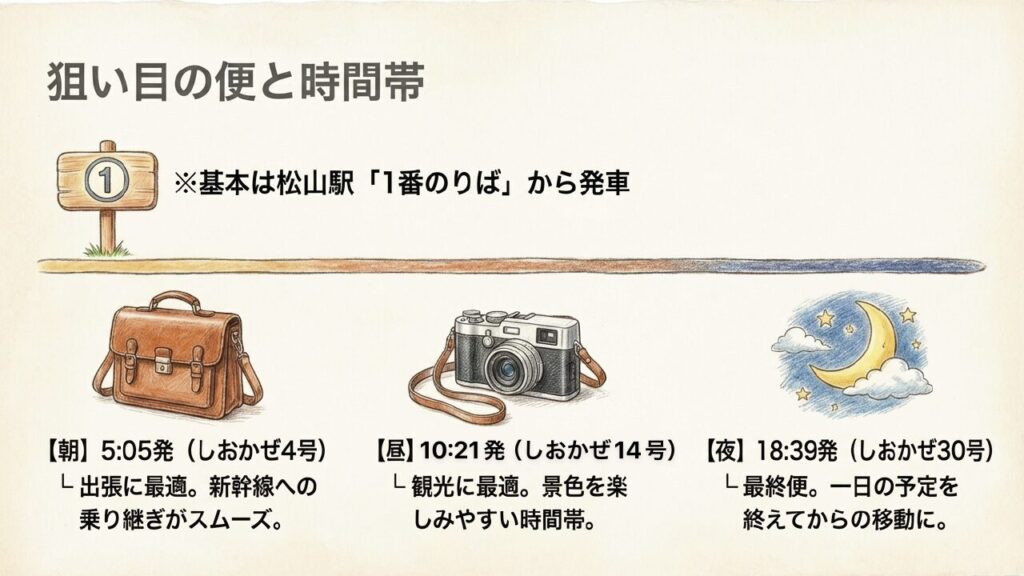 しおかぜ運行基本情報 12S matsuyama okayama shiokaze booking