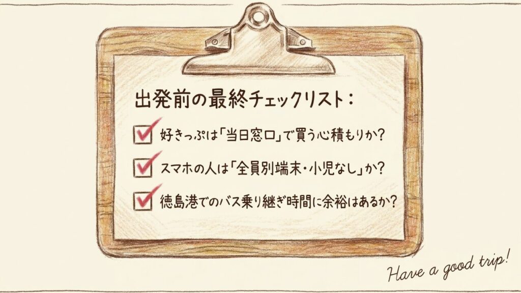 出発前の最終チェックリスト。買い方、端末の準備、乗り継ぎ時間の確認