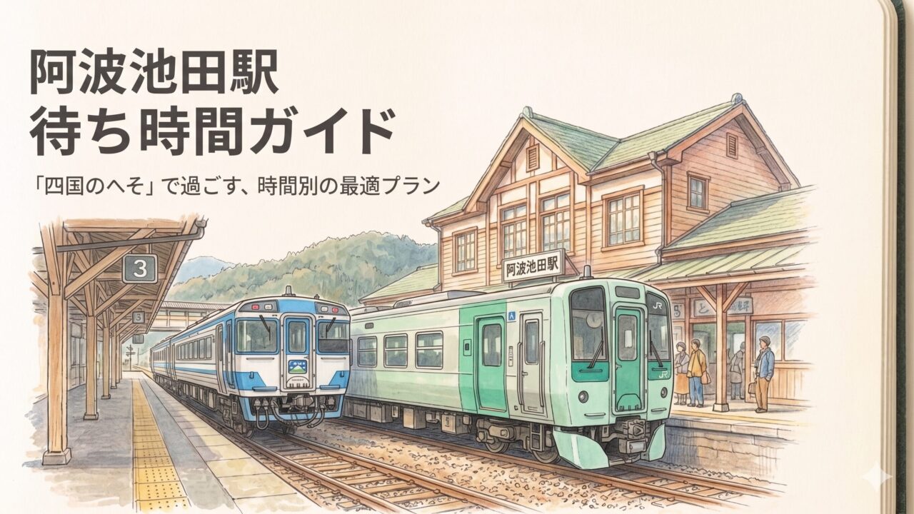 阿波池田駅の暇つぶし完全ガイド！待ち時間別の過ごし方 現在の画像に代替テキストがありません。ファイル名: 2-awa-ikeda-station-waiting-time.jpg 置換 削除