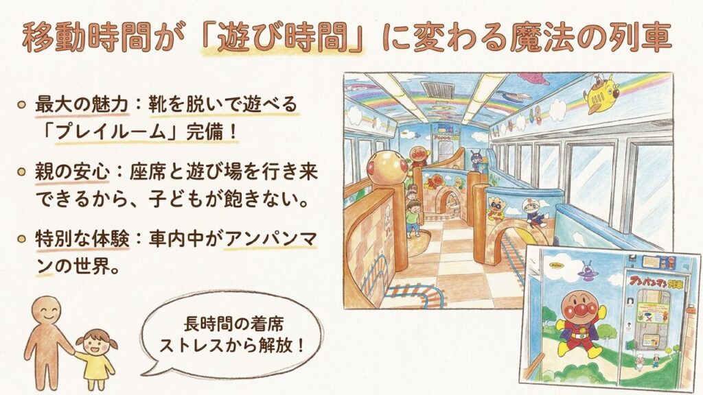 靴を脱いで遊べるゆうゆうアンパンマンカーのプレイルーム