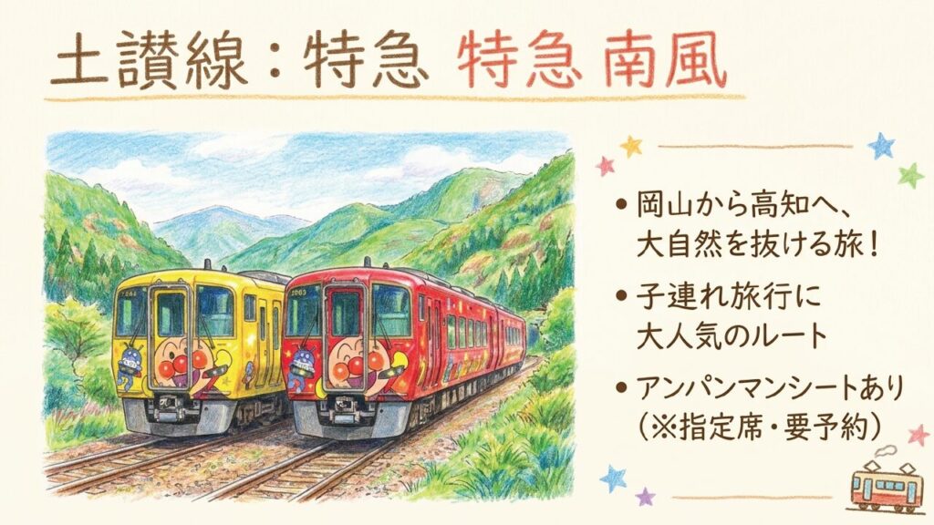 土讃線を走る特急南風アンパンマン列車
