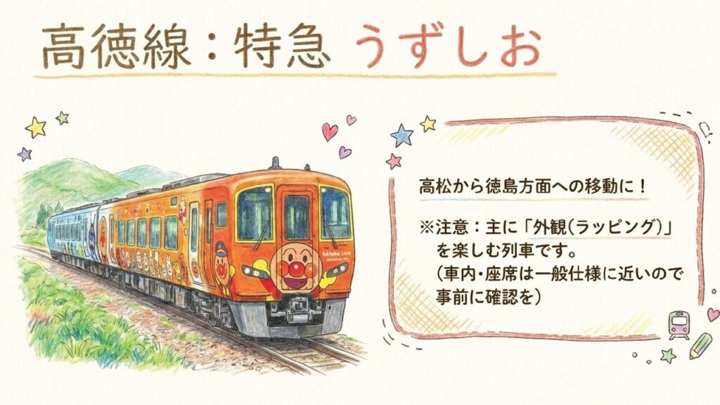 高徳線を走る特急うずしおアンパンマン列車