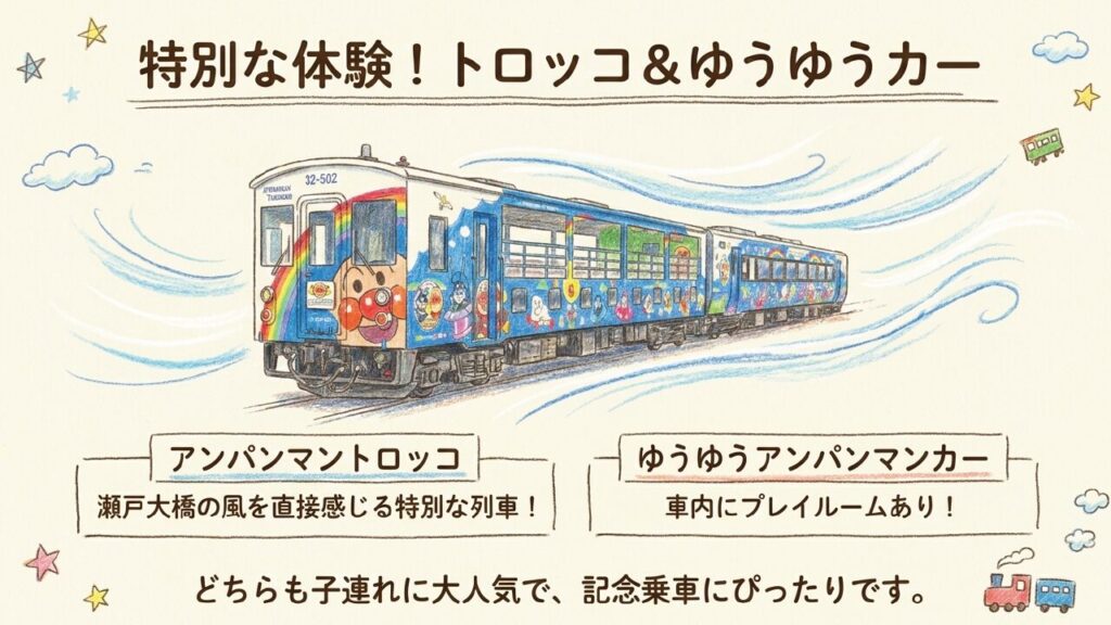 特別な体験ができるトロッコ＆ゆうゆうアンパンマンカー