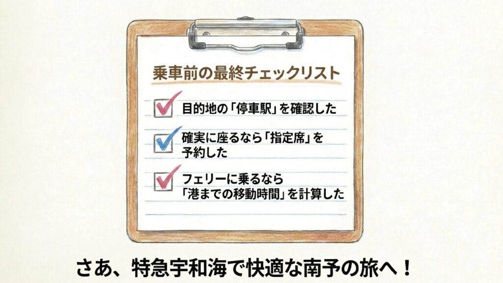 特急宇和海乗車前の最終チェックリスト