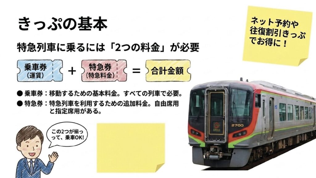 特急うずしおに乗るために必要な乗車券と特急券の仕組み