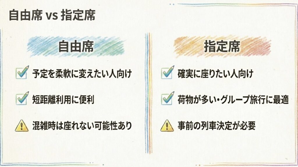 特急うずしおの自由席と指定席の違いと選び方