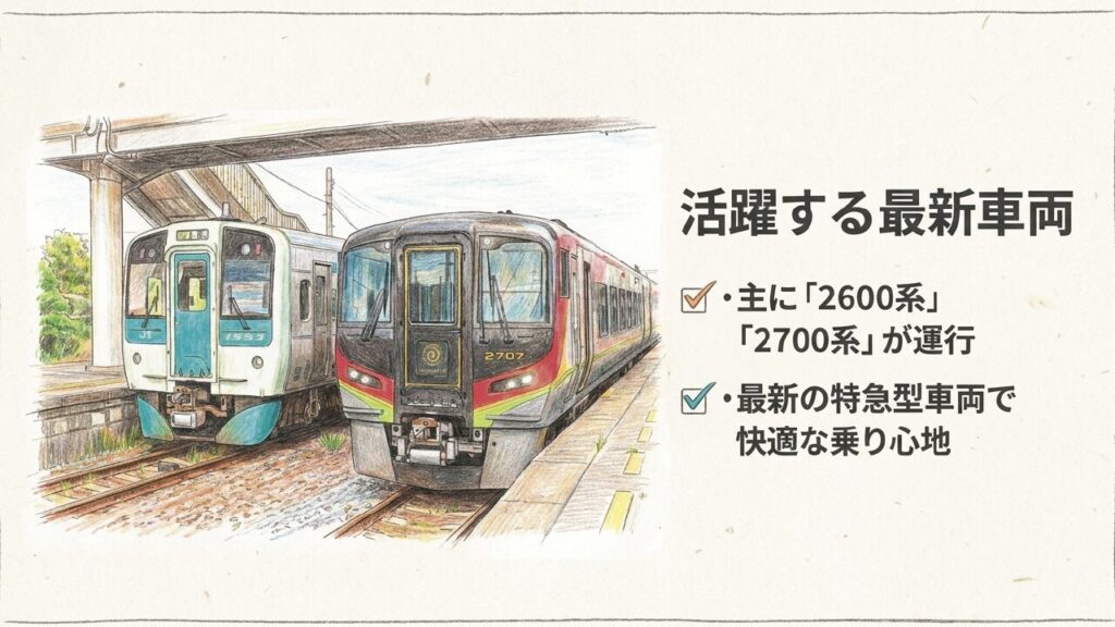 特急うずしおで活躍する最新車両2600系と2700系