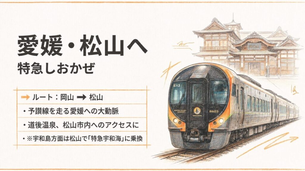 四国・本州アクセス完全ガイド|鉄道・フェリー・瀬戸大橋を解説 5 岡山〜松山方面へ行く場合