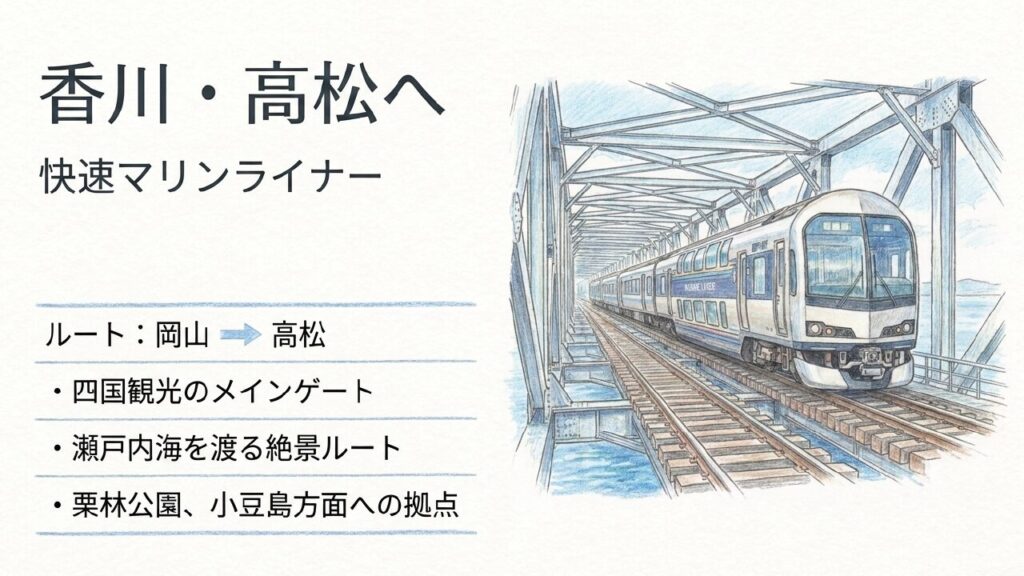 四国・本州アクセス完全ガイド|鉄道・フェリー・瀬戸大橋を解説 4 岡山〜高松方面へ行く場合