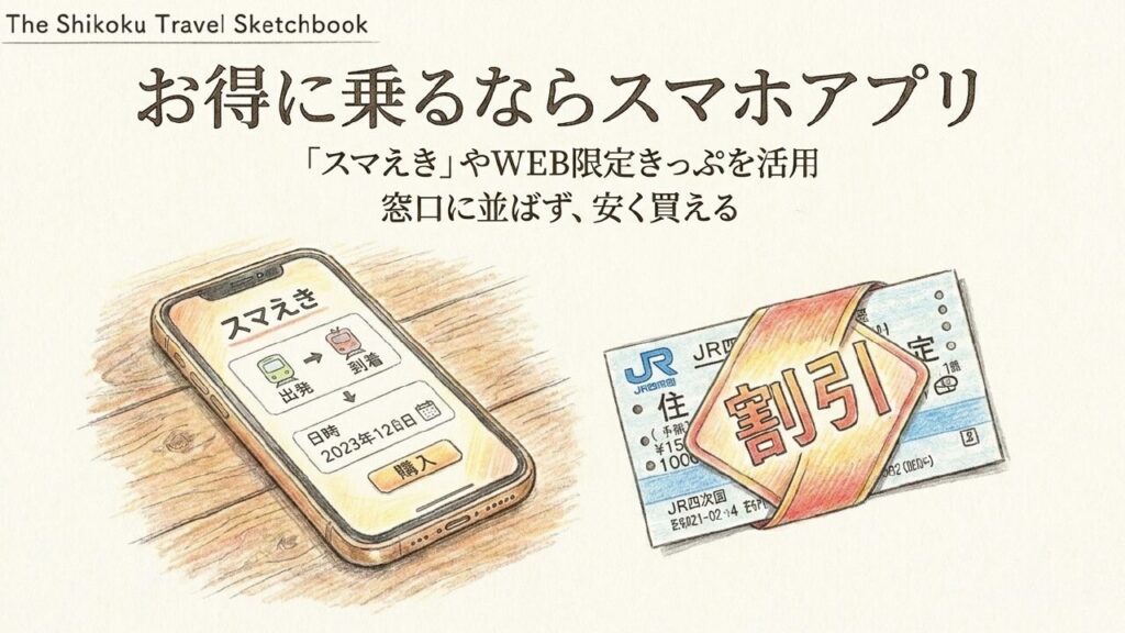 窓口に並ばずにお得なきっぷが買えるJR四国のチケットアプリ