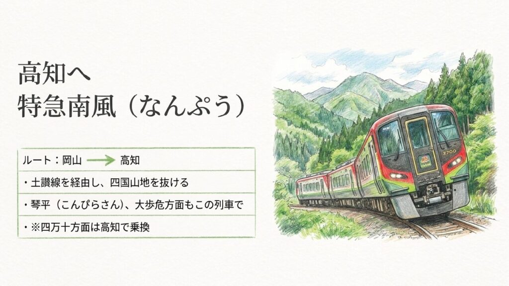 四国・本州アクセス完全ガイド|鉄道・フェリー・瀬戸大橋を解説 6 岡山〜高知方面へ行く場合