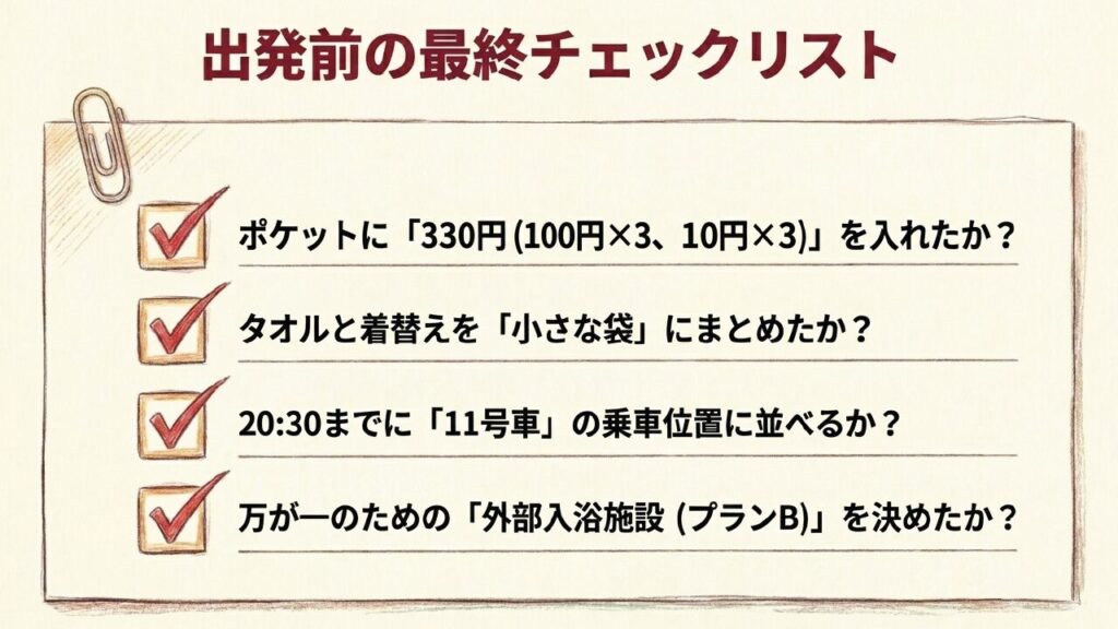 サンライズ瀬戸出発前の最終チェックリスト