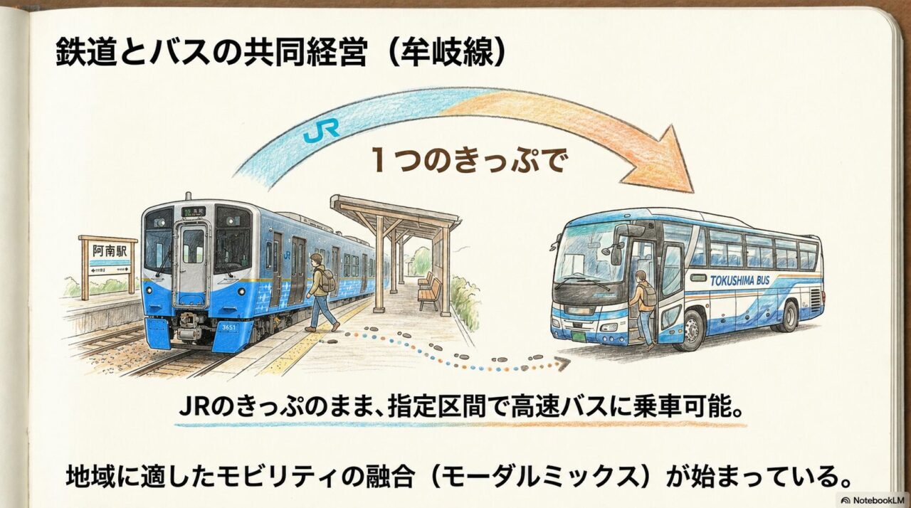 牟岐線と徳島バスの共同経営 JRのきっぷで牟岐線沿線の対象高速バスに乗車できる共同経営の仕組み