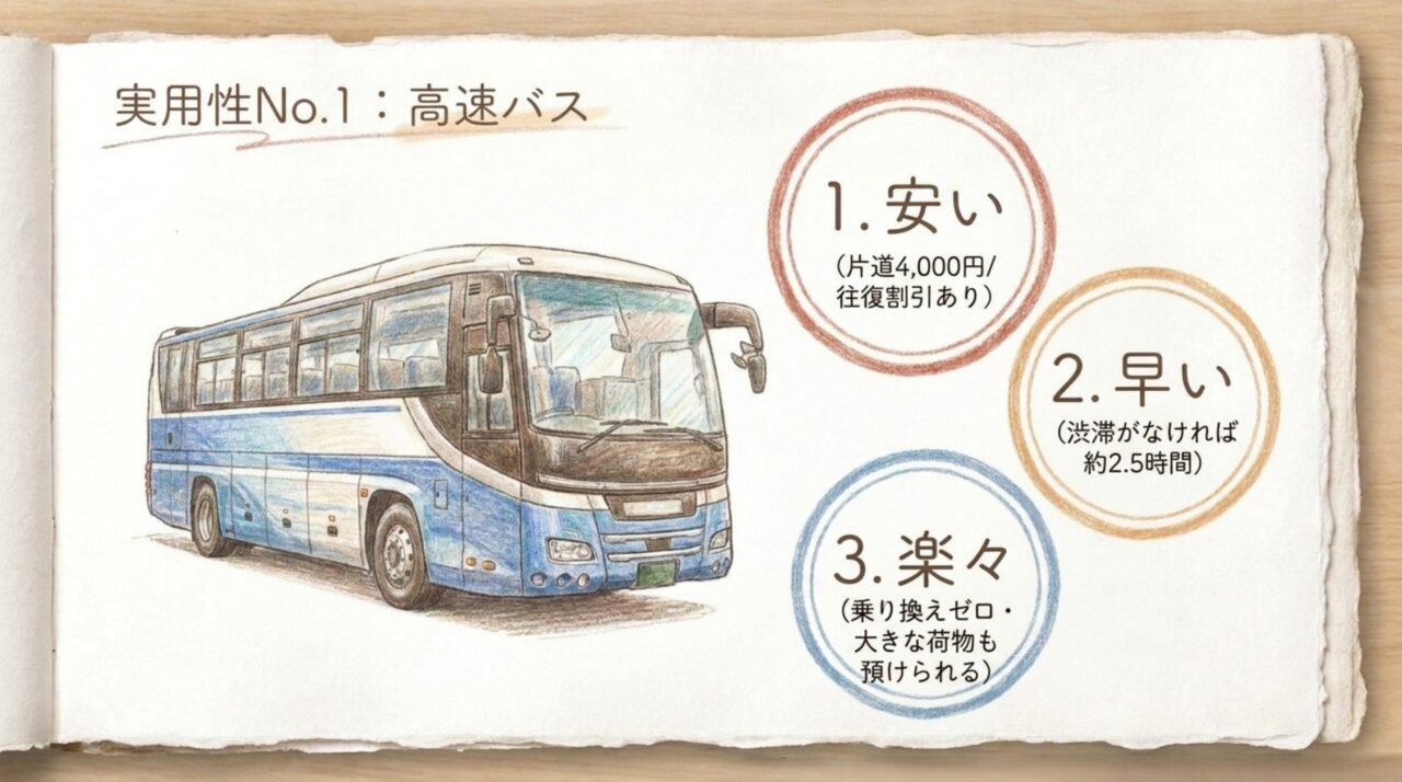 松山から高知への高速バスは安い早い乗り換えなしという3つのメリット
