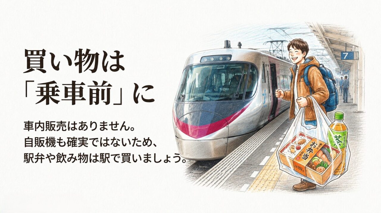 特急しおかぜの買い物は乗車前に 特急しおかぜの駅弁や飲み物を乗車前に購入する旅行者