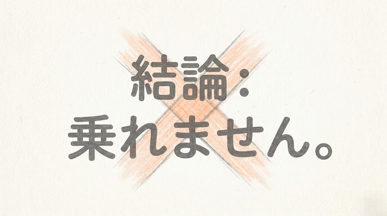 青春18きっぷだけでは特急しおかぜに乗れない 結論として青春18きっぷだけでは特急しおかぜに乗れないことを示すスライド