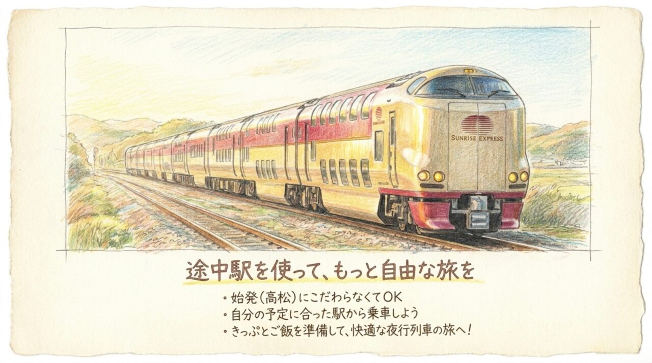 途中駅から乗るサンライズ瀬戸の旅 始発駅にこだわらず岡山・坂出など途中駅からサンライズ瀬戸を利用する旅のまとめ
