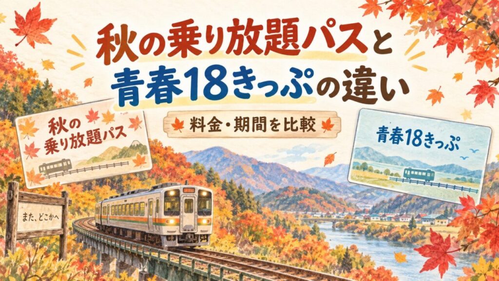 秋の乗り放題パスと青春18きっぷの違い
