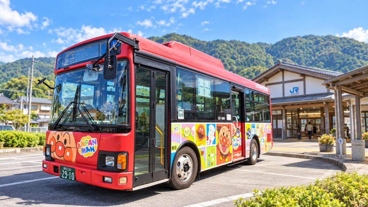 高知やなせたかし記念館プレミアムきっぷ|料金・利用方法・アンパンマンバスの乗り方を解説 5 土佐山田駅と美良布を結ぶアンパンマンバス
