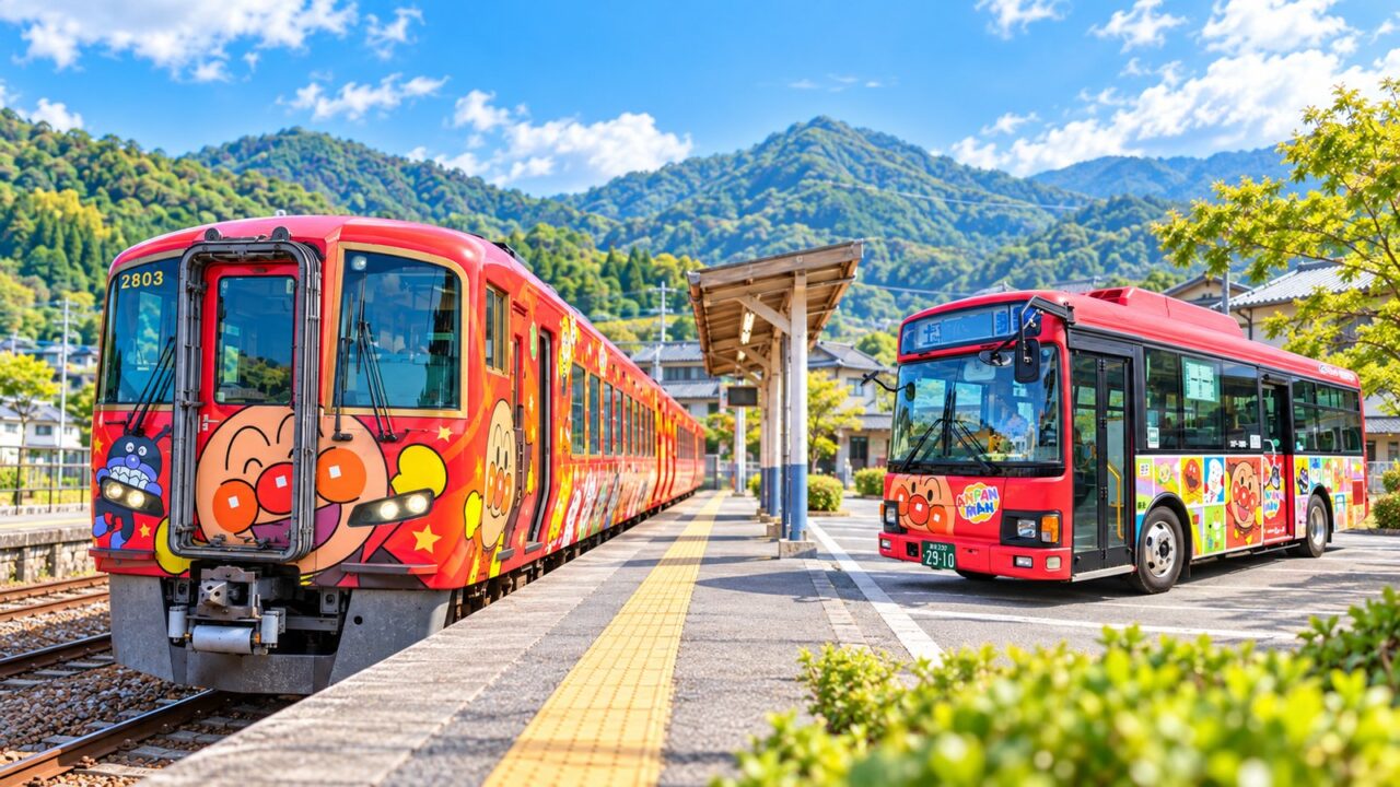 高知やなせたかし記念館プレミアムきっぷ|料金・利用方法・アンパンマンバスの乗り方を解説 6 アンパンマン列車から土佐山田駅でアンパンマンバスへ乗り継ぐ旅行ルート